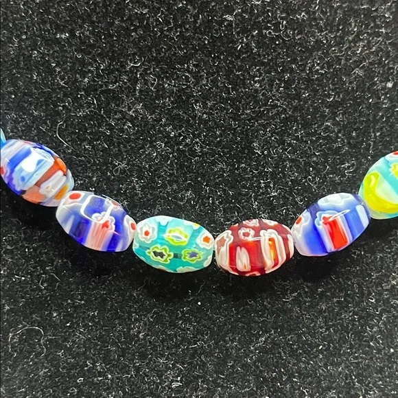 Vintage Murano Millefiori Italian Colorful Glass Graduated Bead Necklace - Picture 3 of 15